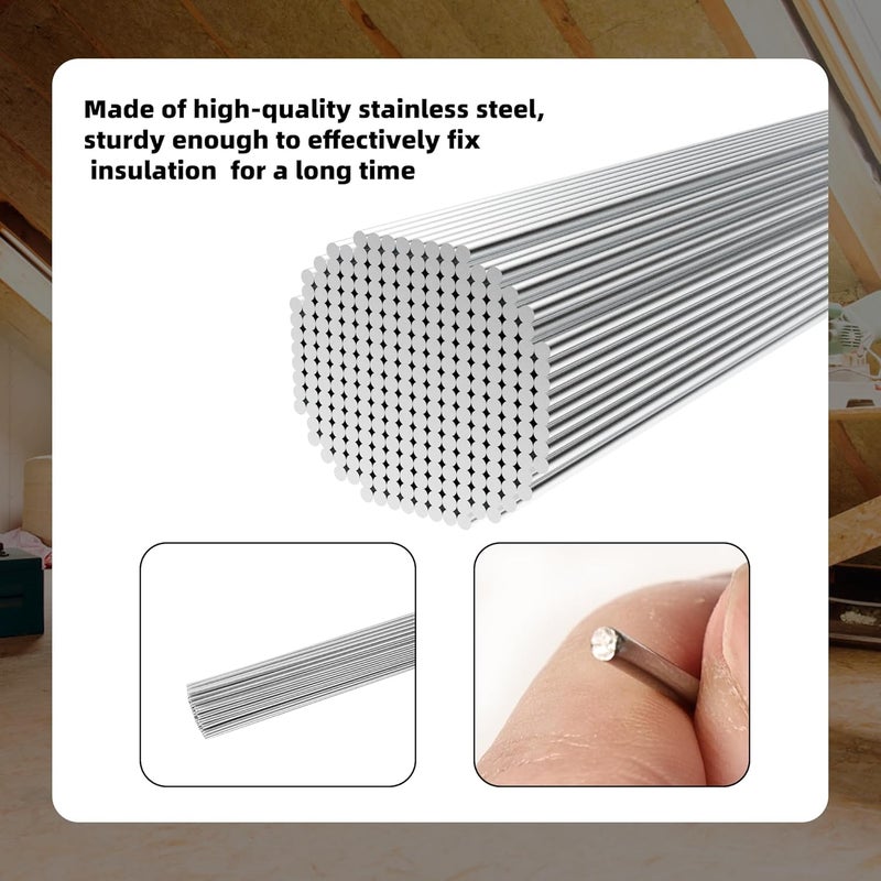 U0U 16 Inch Insulation Support Wire,30 Pcs Insulation Hangers Bracket Metal Support Rods,Stainless Steel Metal Insulated Wire for Attic,Garage,Ceiling Insulation (30, 16inch) - Image 3